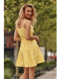 Delicate dress with an envelope neckline, yellow PR3200 - Online store - Boutique